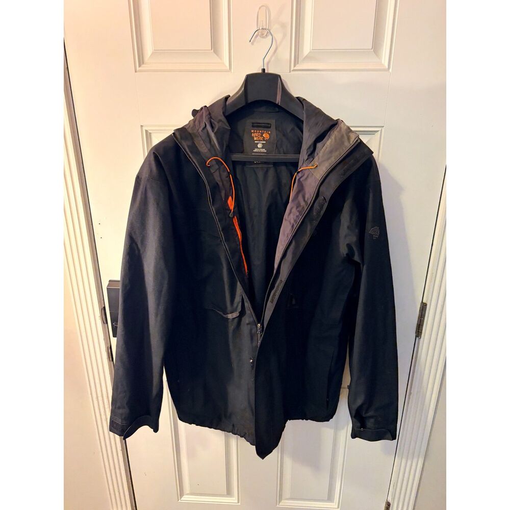Mountain Hardwear Men's XXL Dry.Q Black Gray Active Outdoor Shell Jacket Coat